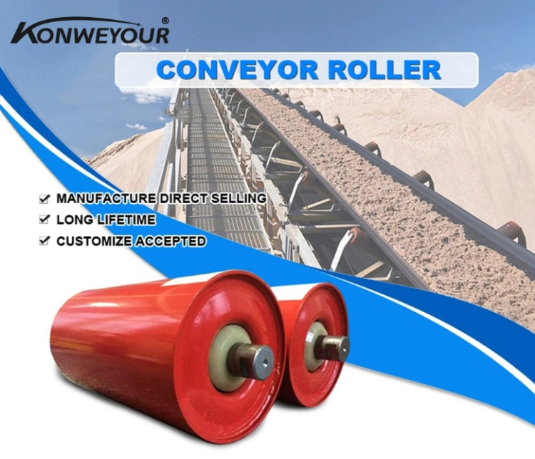 Belt Conveyor HDPE Nylon Plastic Steel Self Aligning Training Carry Carrier Trough Rubber Coated Disc Impact Offset Flat Return Wing Guide Garland Roller