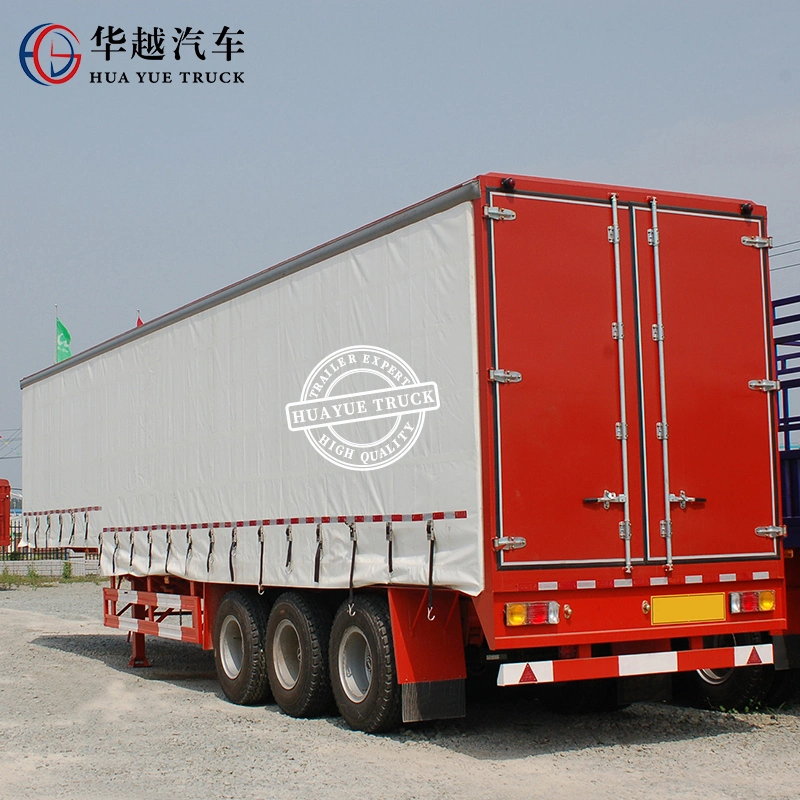 3 Axle 50 Tons 50tons Box Van Cargo Transport Durable Side Curtain Semi Trailer for Cargo Protection