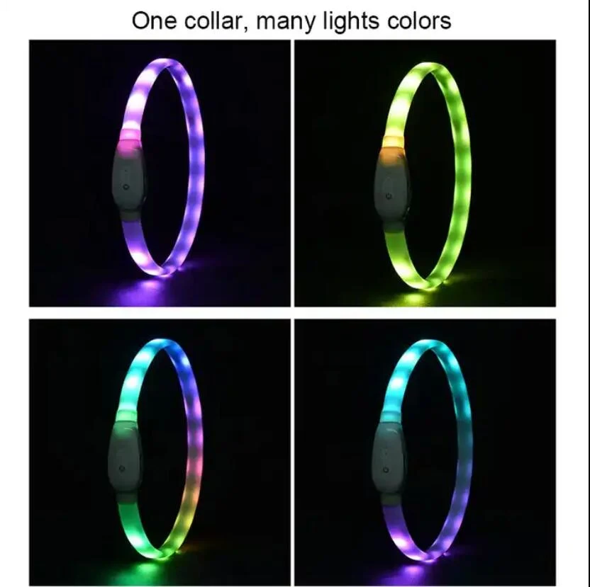 USB Rechargeable Suitable for Small and Medium Dog Luminous Pet Collar Silicone Glitter Dog Collars