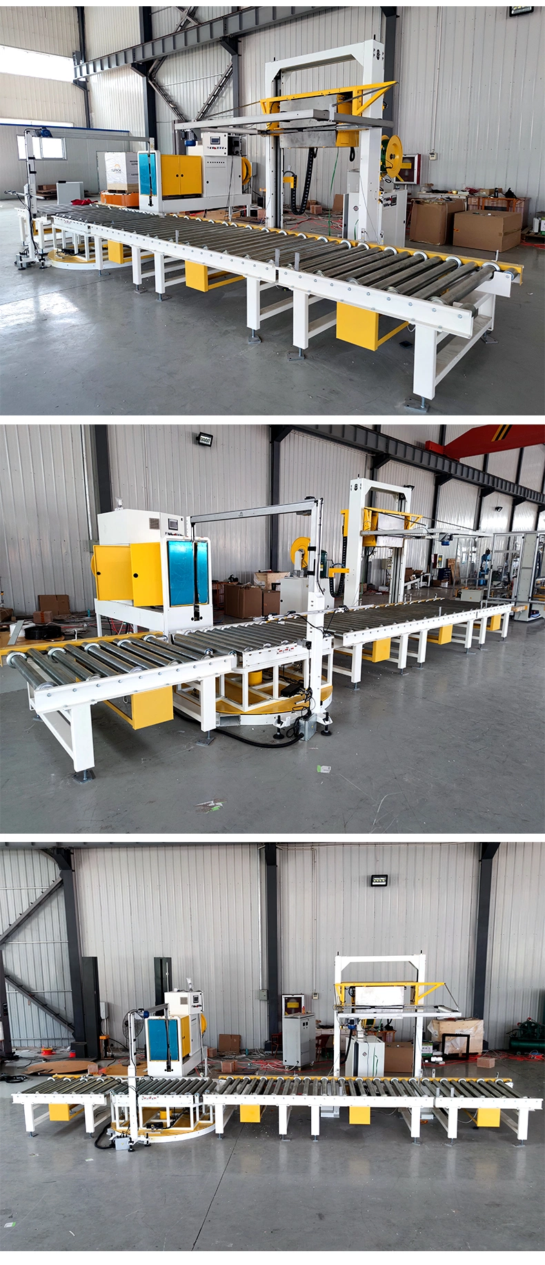 PP/Pet Kit Banding Strapper Fully Automatic Pallet Strapping Machine with Conveyor