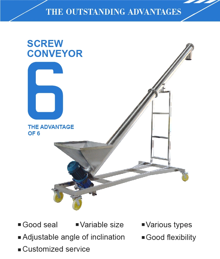 Powder Grain Feeder Lifting Inclined Flexible Spiral Screw Conveyor