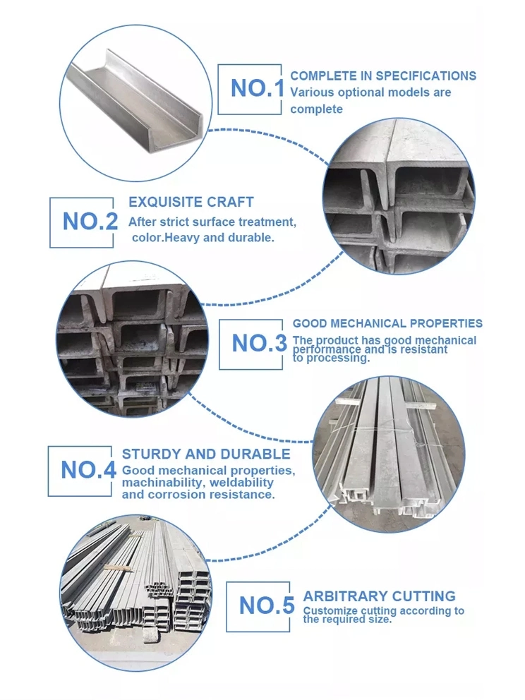 ASTM Cold Rolled 316L 303 321 304L U Beam Stainless Steel Channel Metal Building Steel U Channel Steel U/C Shape Stainless Steel Channel Structural C Profile