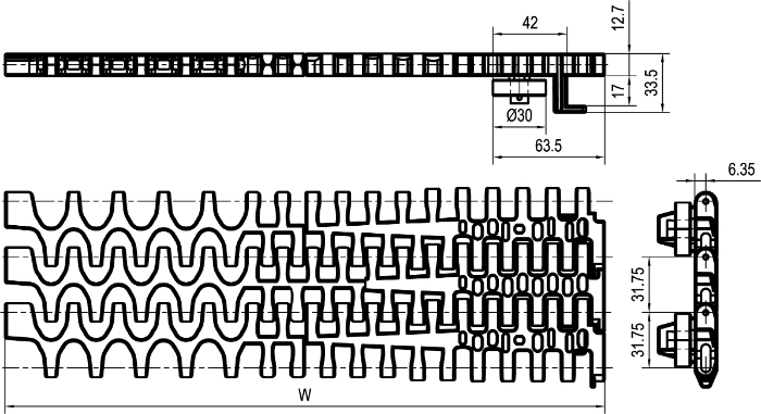 Haasbelts Chains T2076sg Radius Flush Grid Plastic Modular Conveyor Belt