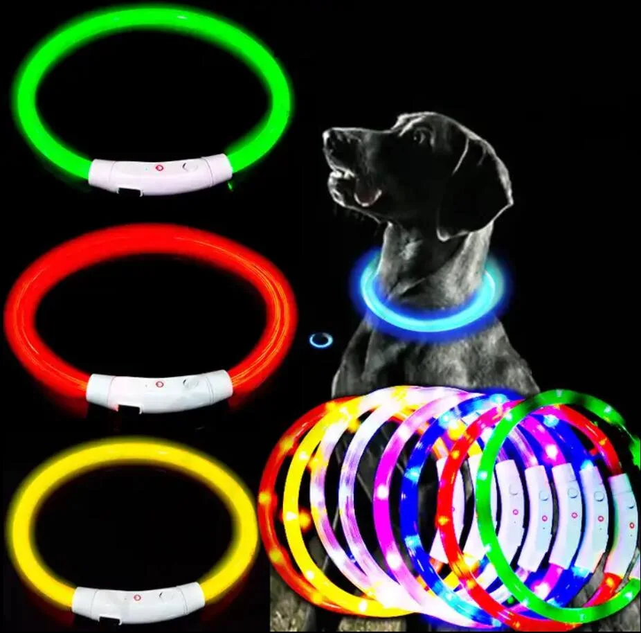 USB Rechargeable Suitable for Small and Medium Dog Luminous Pet Collar Silicone Glitter Dog Collars