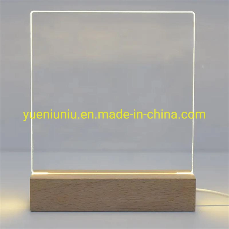 Wholesale Solid Wood LED Display Night Light Base Holder Stand 3D LED Lamp Wooden Base for DIY Acrylic