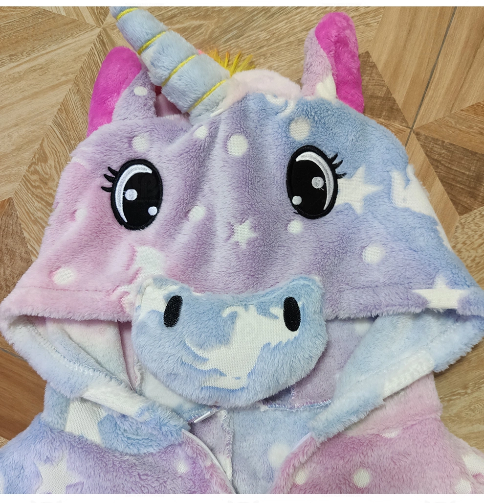 Latest Top Design Light in The Dark Kigurumi Unicorn Flannel Pajamas