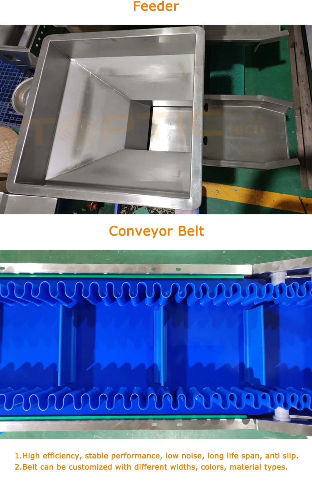 Tt-IC-01 Washable Belt Conveyor Easy Installation Operation Frozen Food Vegetables Feeding Conveyor for Bag Case Box Packing Line System