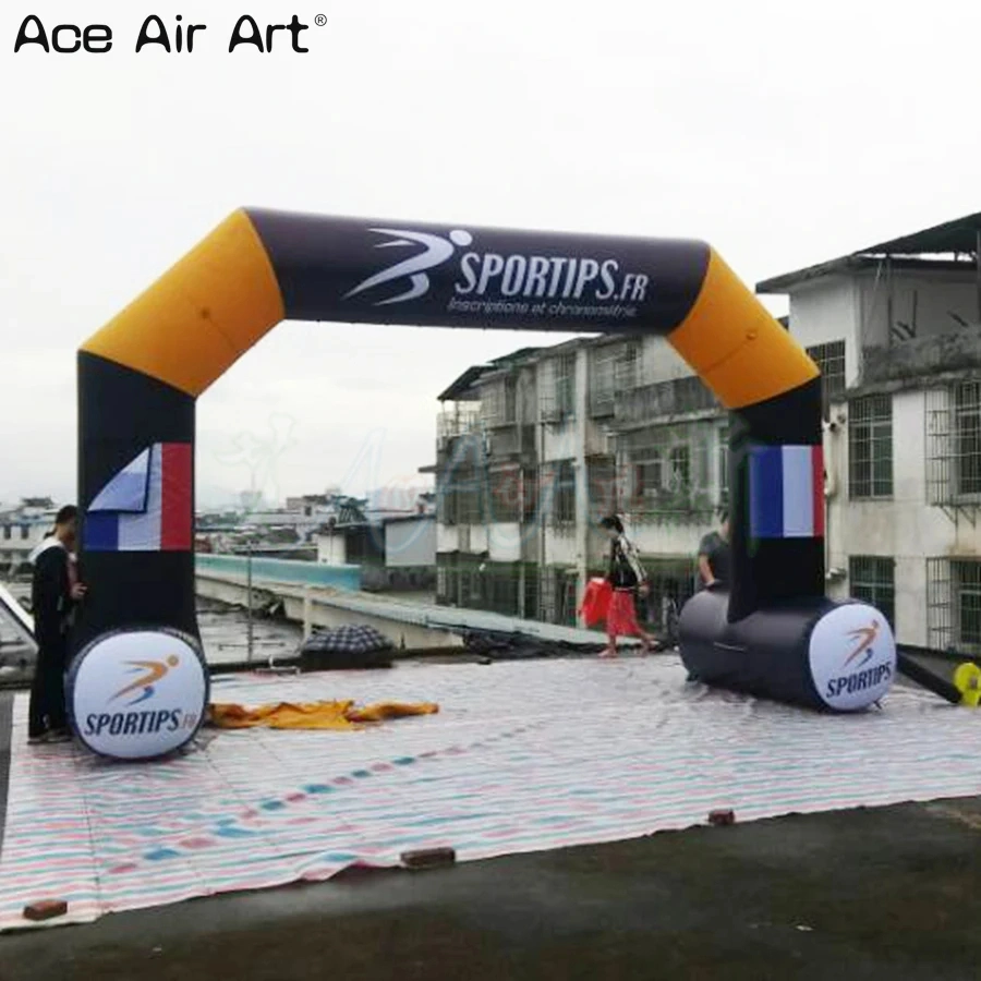 Customized Sponsors Logo Printing Inflatable Running Race Start Finish Line Entrance Arch with Attached Banners