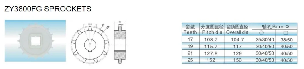 Zy3800fg Plastic Radius Conveyor Modular Belts for Food Industry