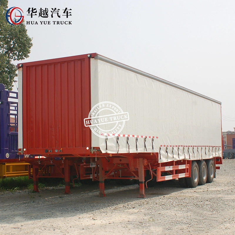 3 Axle 50 Tons 50tons Box Van Cargo Transport Durable Side Curtain Semi Trailer for Cargo Protection