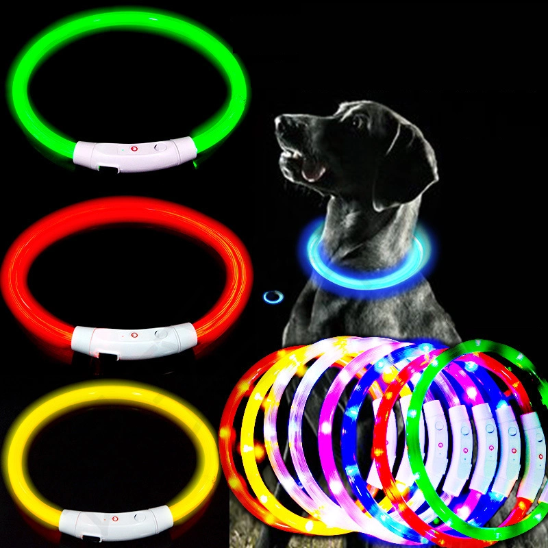 2024 Temu Hot Sell LED Pet Collar USB Charging Colorful Light Outdoor Safety Dog Collar