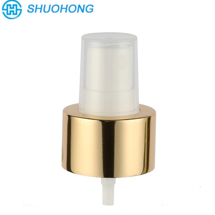 High Quality 18mm Gold Aluminium-Plastic Fine Mist Spray Pump Head for Perfume Essential Oil Bottle Cosmetic Packaging