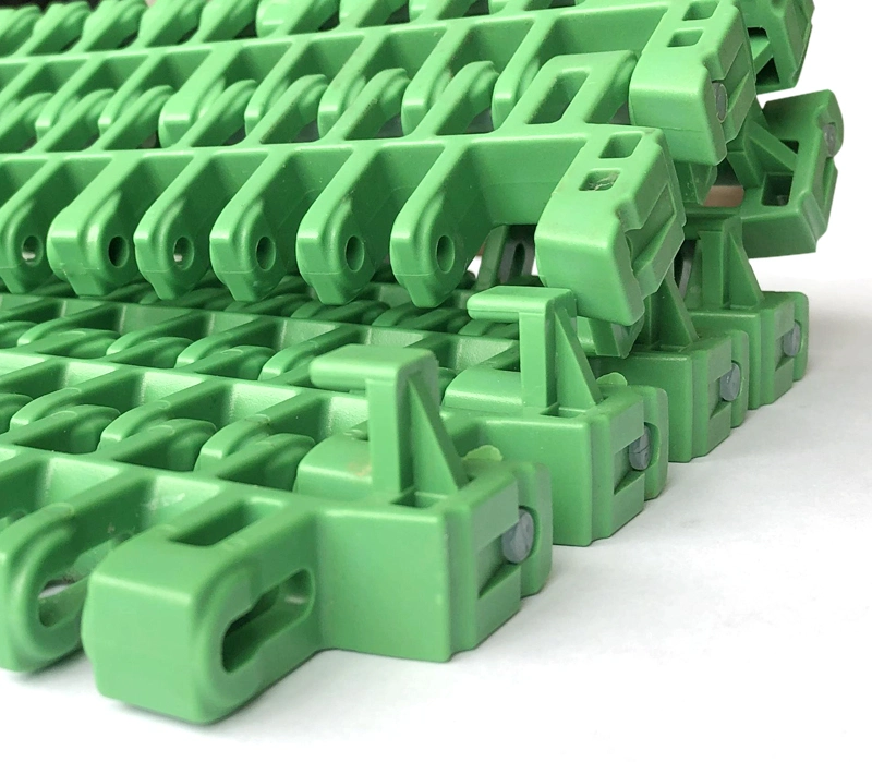 Haasbelts Plastic Conveyor Chain Is615 Radius Flush Grid with Pop-up Flights Modular Belt