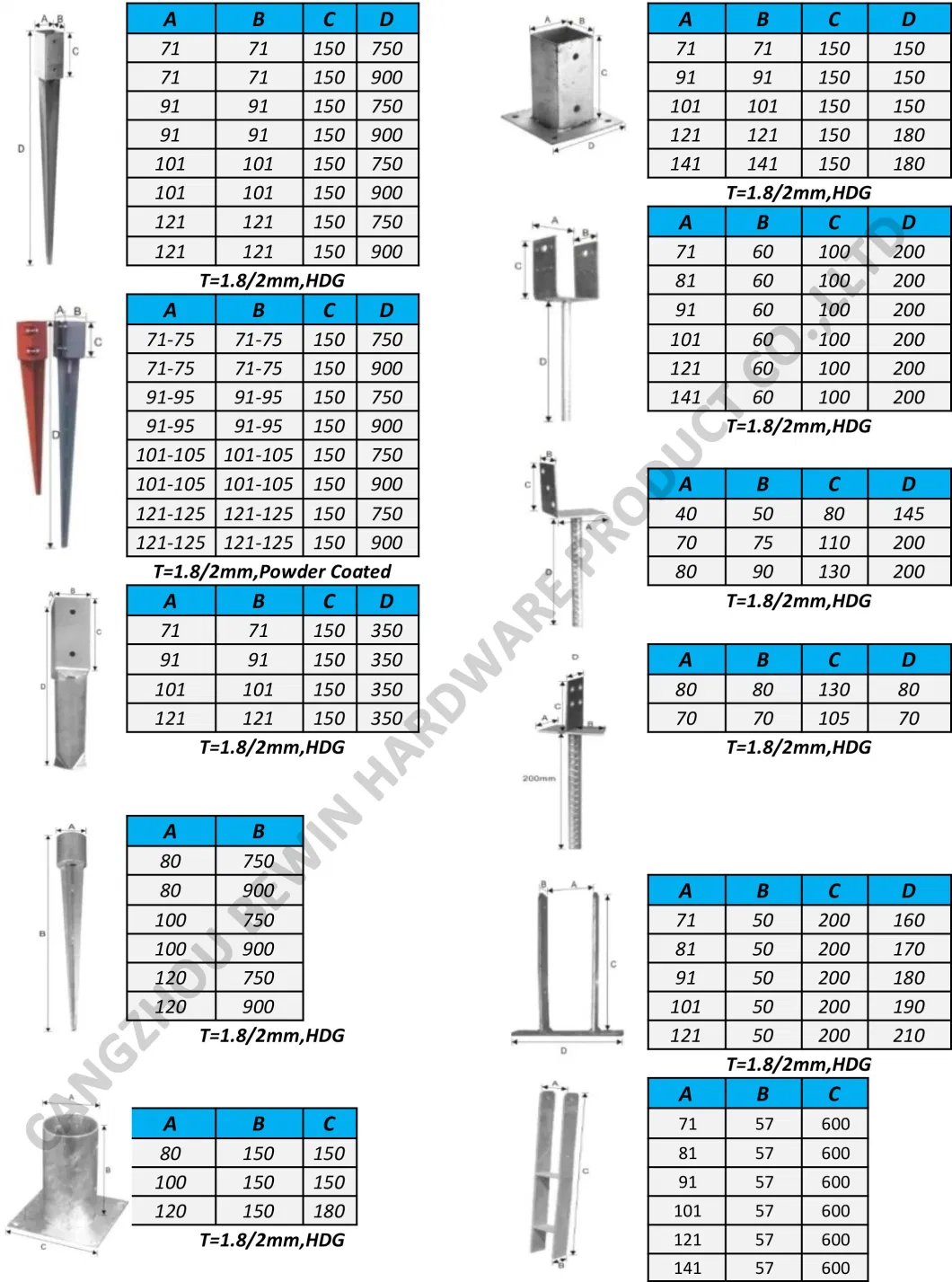 High Quality Durable 4X4 Concrete Bolt Down Pergola Pole Galvanised Powder Coated Black Anchor Metal Wooden Fence Post Base