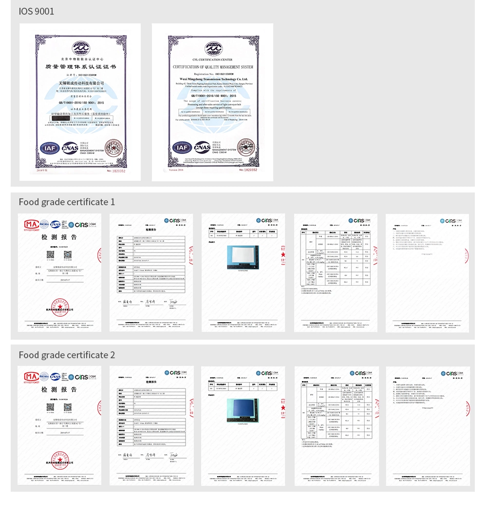 Printed Machine Guide with Flat PU Grenn Matt Conveyor Belt