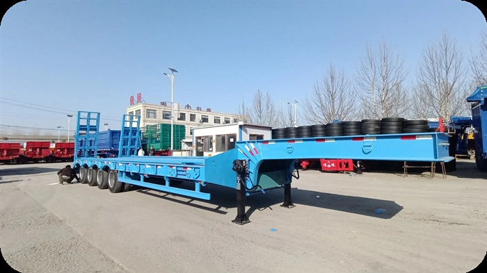 High Strength Lowbed Lowboy Semi Trailer to Transport Large Machines