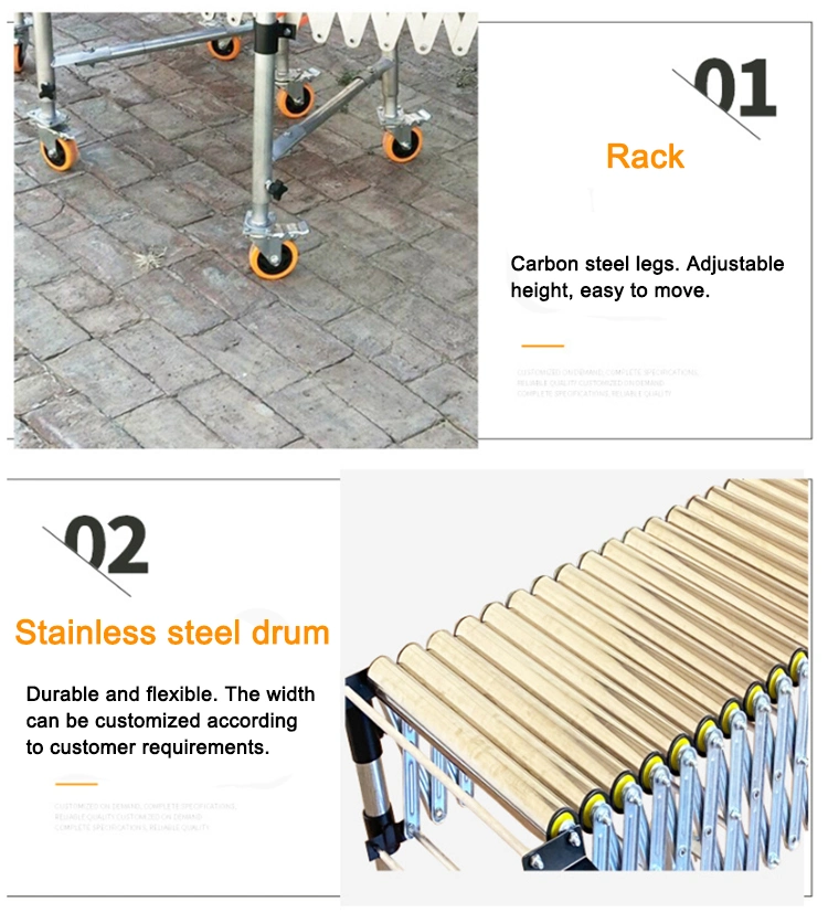 Flexible Roller Conveyor Systems with Power Support Custom Length and Width