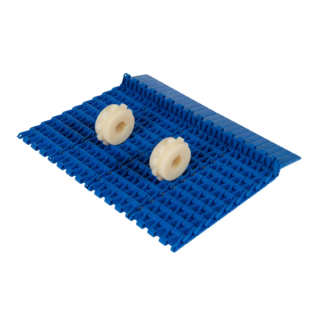 Packing Line Plastic Flat Top Toast Curved White Food Grade Sidewall Flight Conveyor Modular Belt