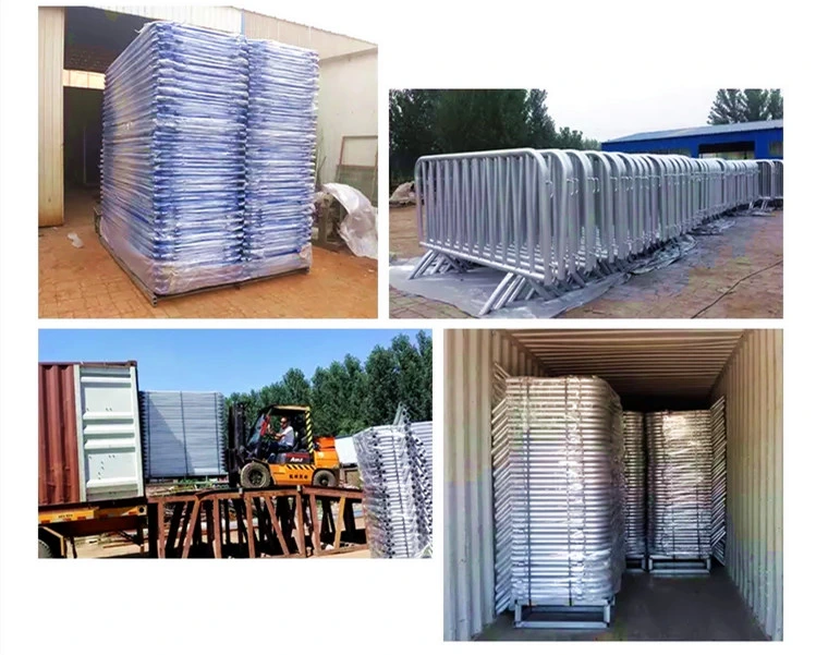 ISO9001 Temporary Road Crowd Control Barrier Low Carbon Steel Movable Barriers Systems with Flat Bases