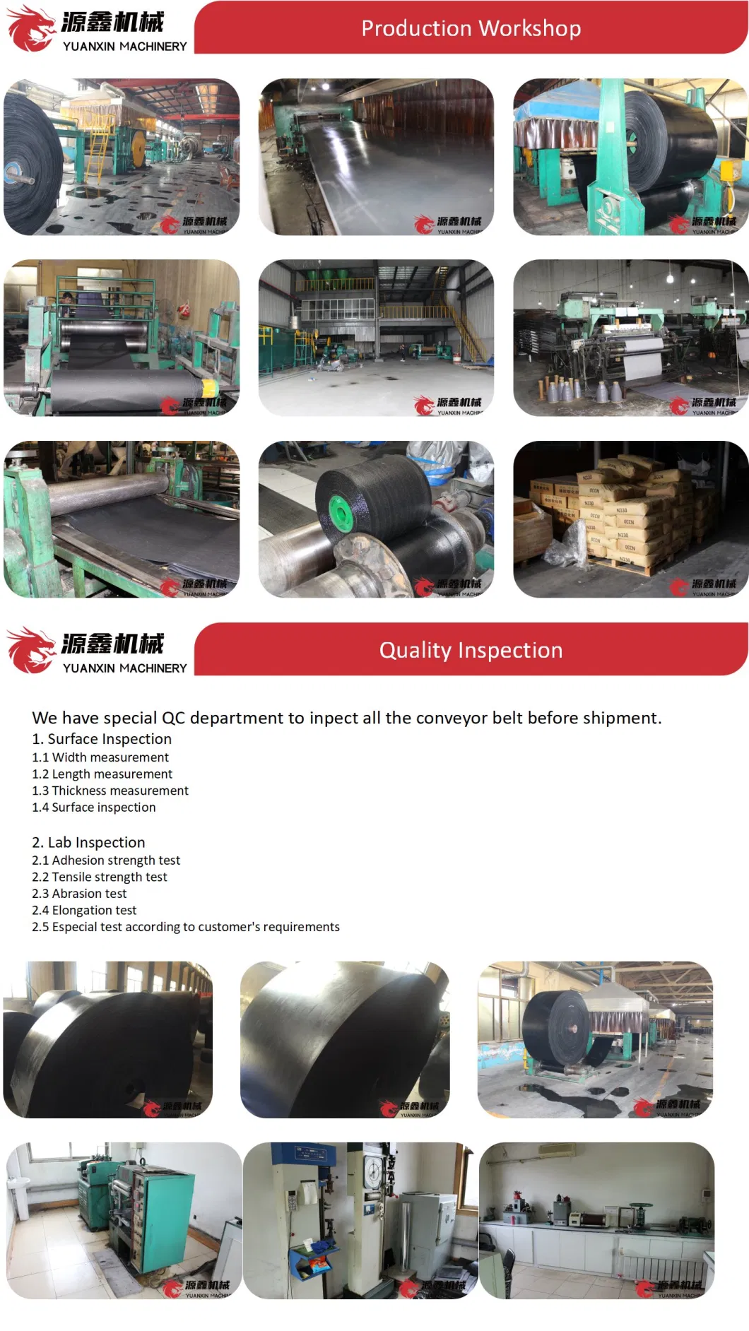 High Quality Custom Made Good Price Rubber Conveyor Belt System