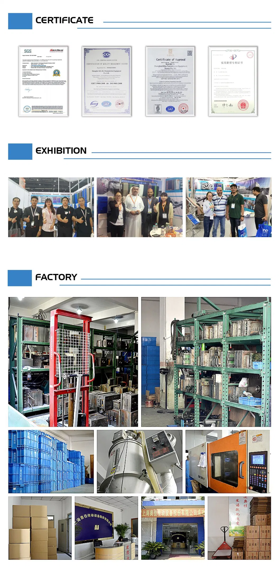 Har6100 Raised Rib Factory Manufacture Various Modular Belt Conveyor Wtih ISO Certificate