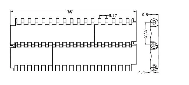 Easy-to-Clean Plastic Conveyor Belts with 27.2mm Pitch