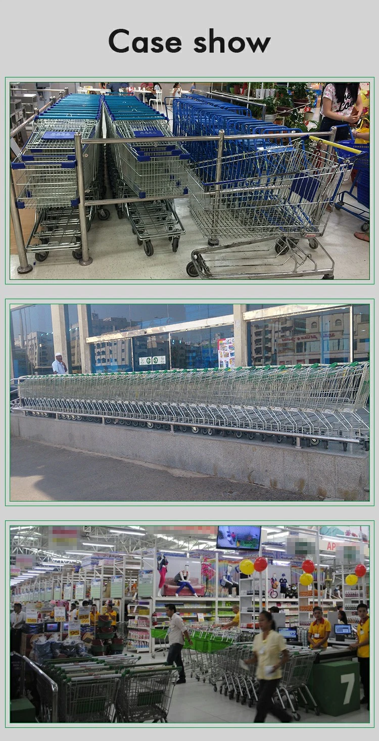 Supermarket Shopping Trolley Cart Metal Surface with Customized Logo
