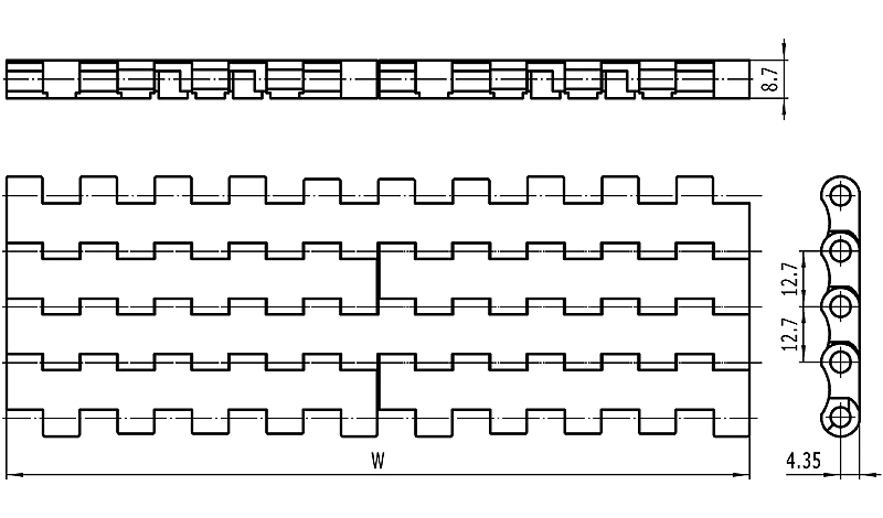 Haasbelts Conveyor Chains 1/2&quot; Pitch Flat Top 2120 Modular Belt (FT2120)