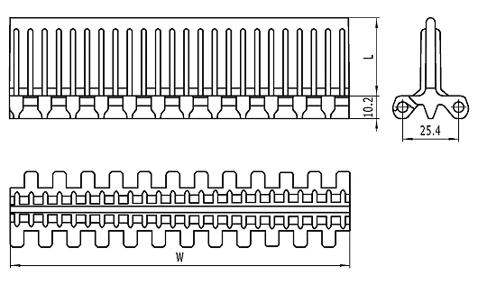 Haasbelts Conveyor 1600 Plastic Modular Belt with Flat Top Base Flights