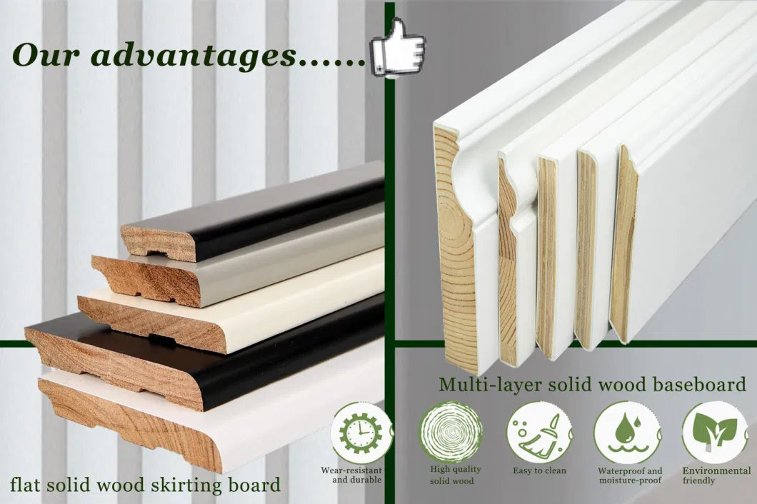 Wear Resistant Baseboard Moulding Crown Flat Trim Wood Decorative Ceiling Mouldings