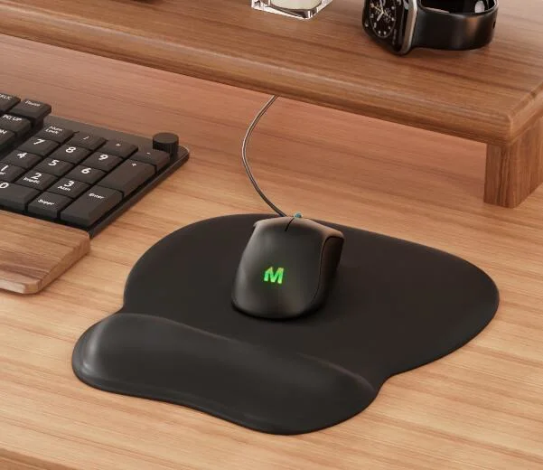 Non-Slip PU Base Ergonomic Mousepad with Gel Wrist Support