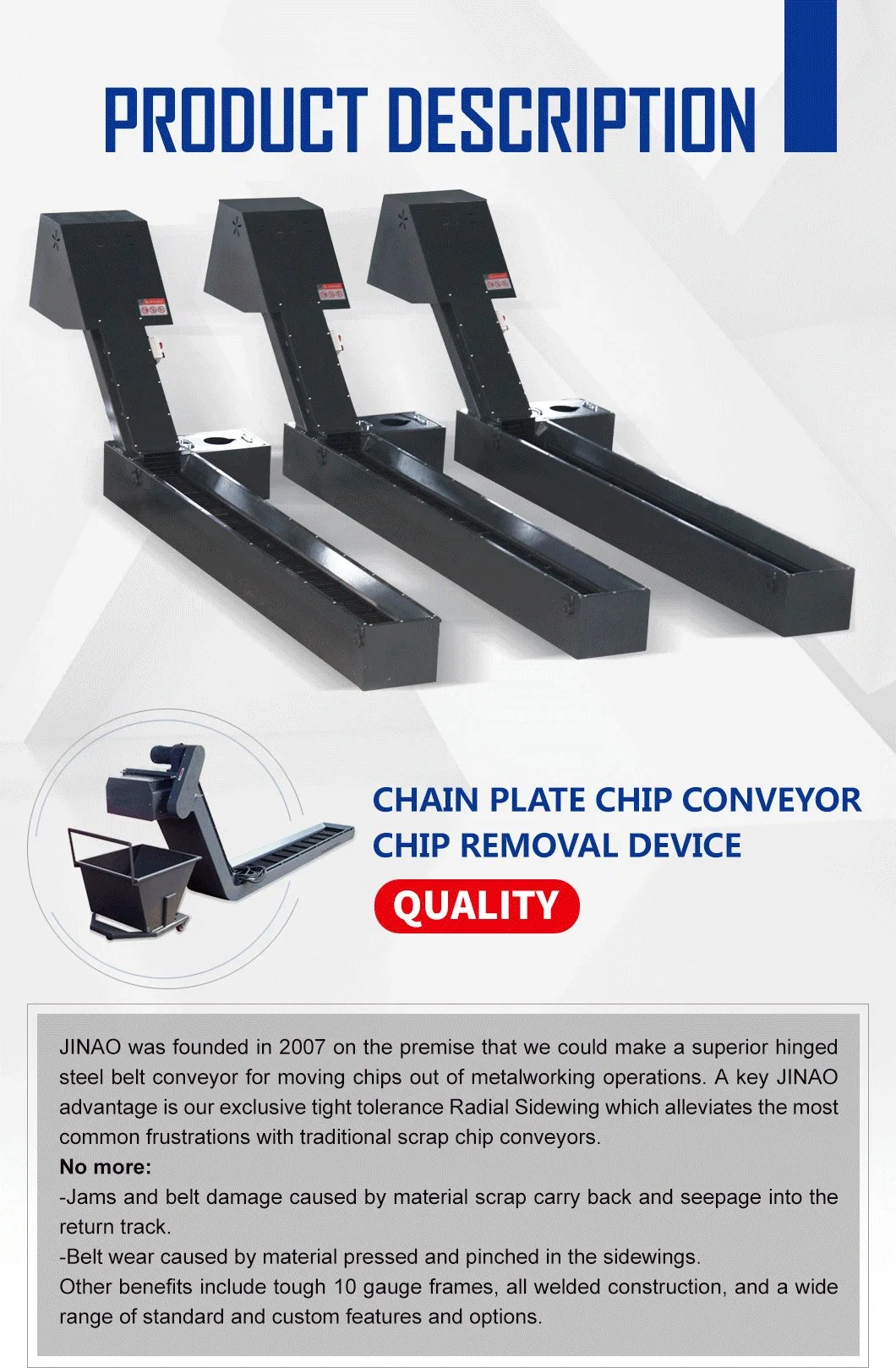 Fully Automatic Small Lifting Chip Conveyor Screw Conveyor Magnetic Chip Conveyor