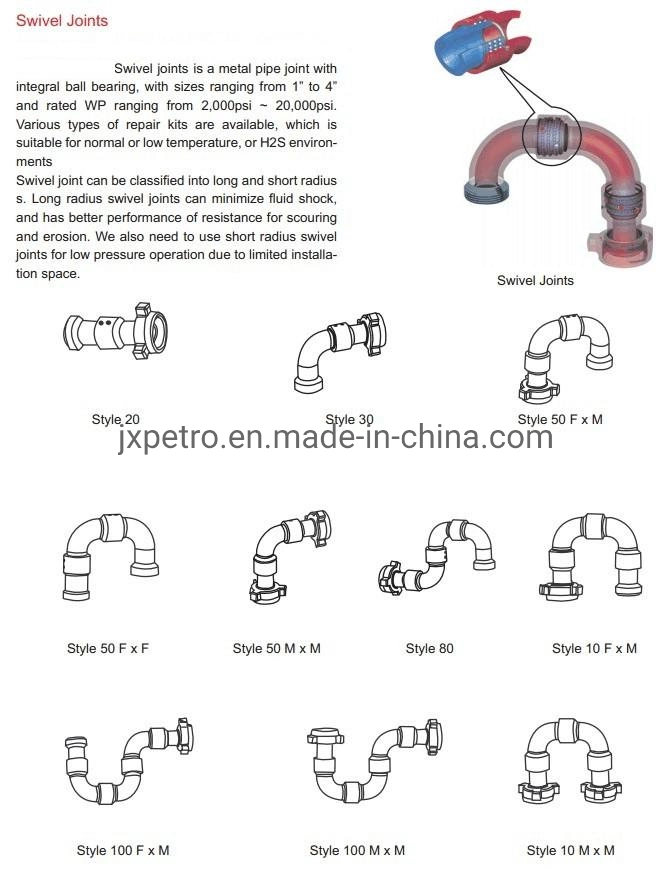 API Fittings Chicksan Loop Swivel Joints Type 50, 10 Hammer Union Connection Fig1502