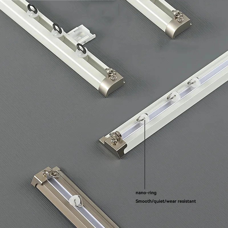 Hidden Mini Ultra-Thin Metal Pulley Straight Curtain Track Ceiling Installation Curtain Track