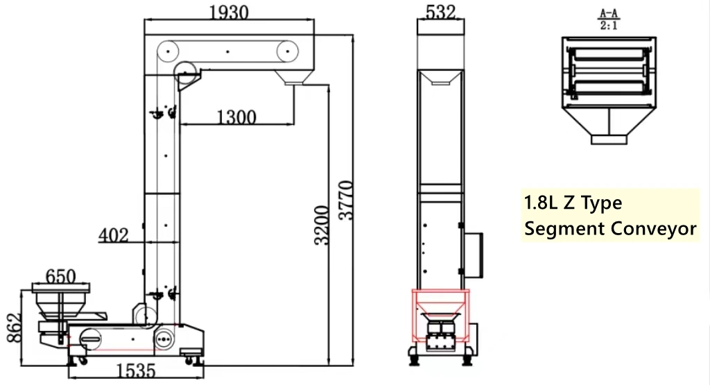 Customizable Z-Type Bucket Conveyor for Rice Granule Lifting