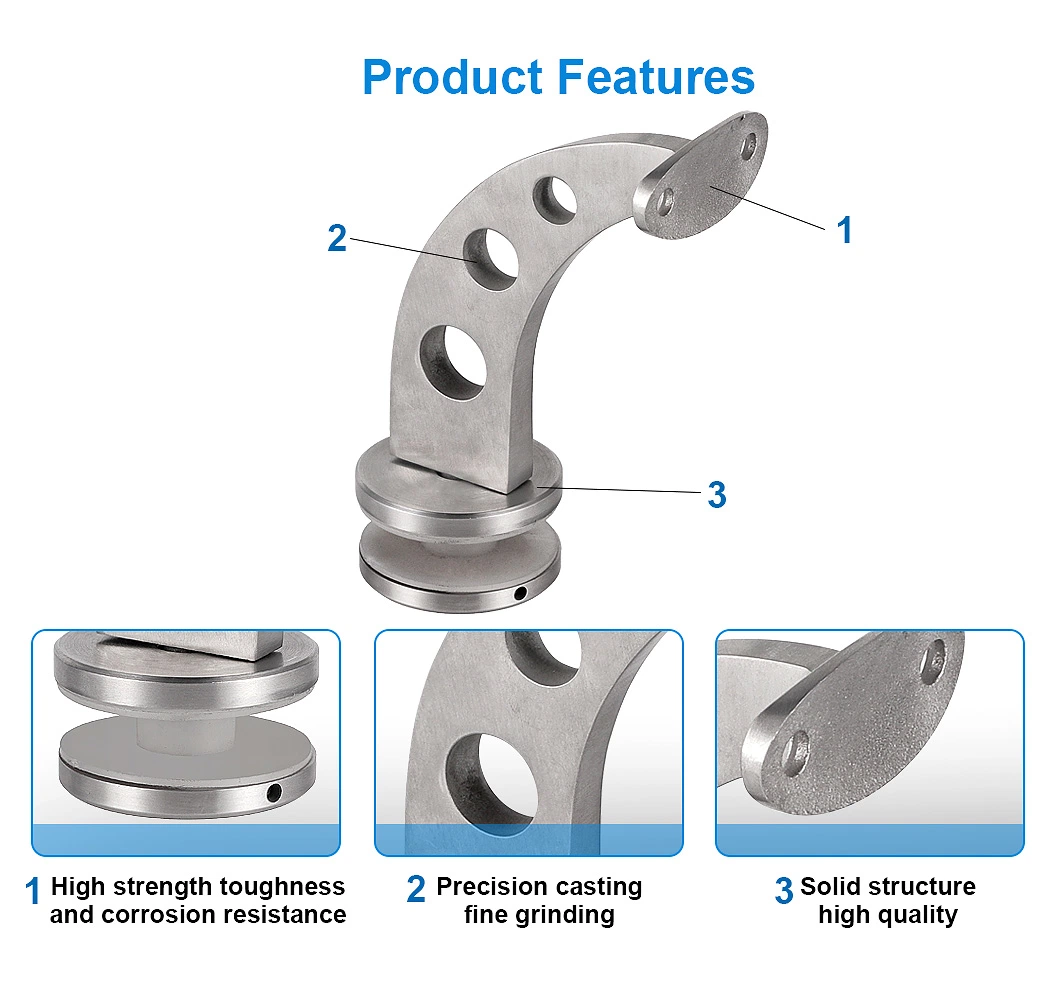 Polished Stainless Steel Standard Handrail Bracket for 50.8*1.5mm Pipe