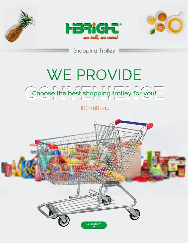 Supermarket Shopping Trolley Cart Metal Surface with Customized Logo
