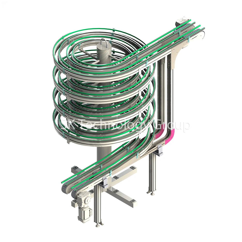Efficient Flexible Slat Conveyor Belt Transport System 290mm Plate Chain