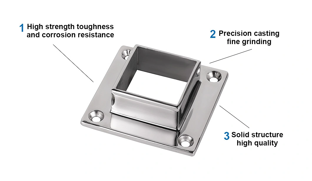 CNC Machine Part 304 Stainless Steel Handrail Support Square Flange Base