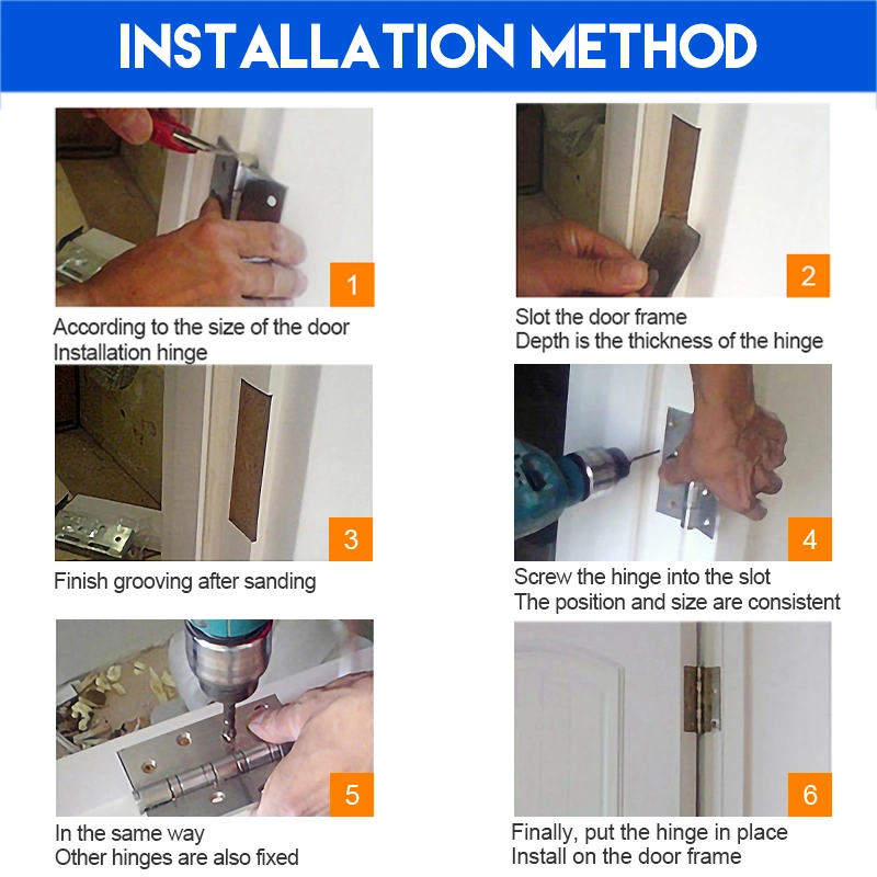 Bearings Drawing Mute Small Stainless Steel Hinges for Wooden Box with Screws