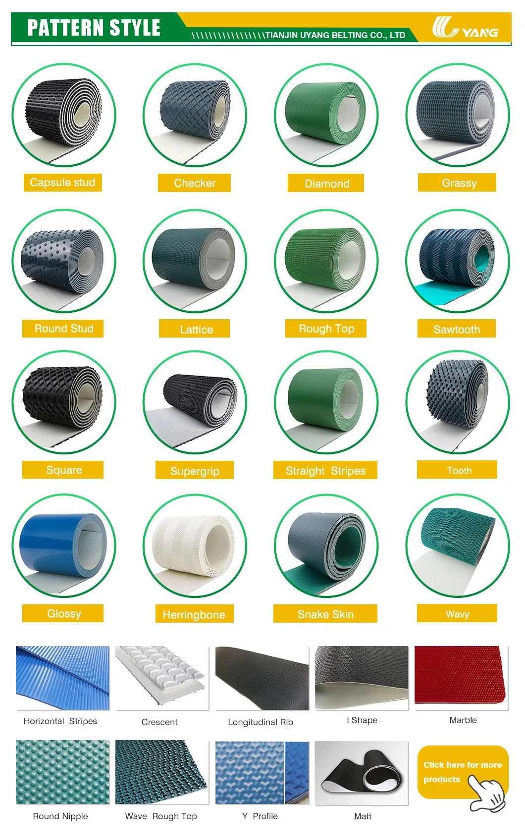 Factory Sale Wavy Super Grip Green PVC Pattern Belt Industrial Conveyor Belt in Airport and Logistics Industry