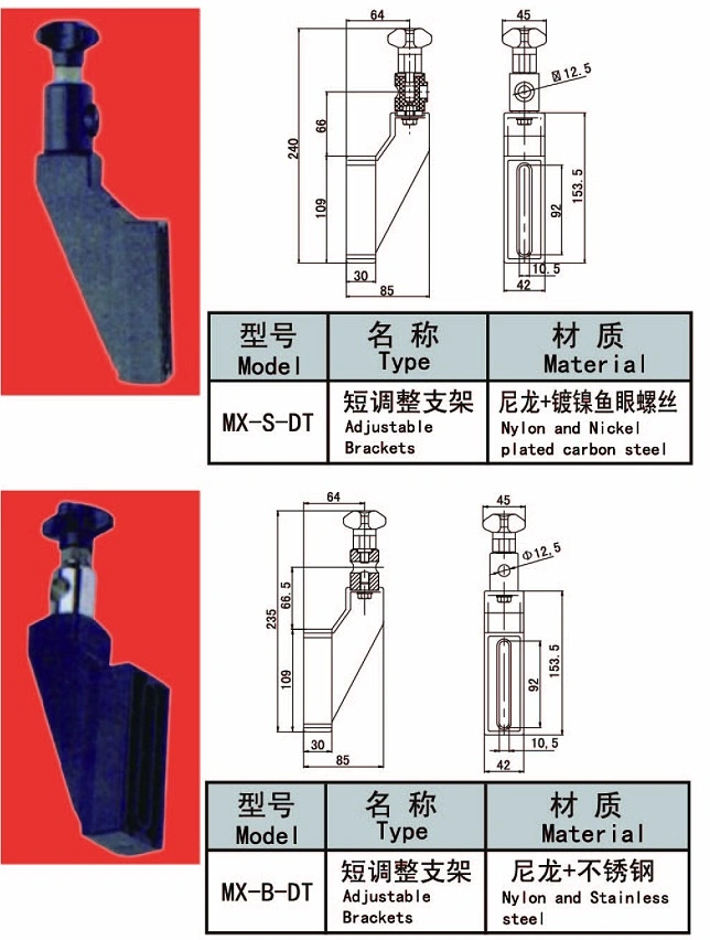 Guide Rail Adjustable Bracket with SUS202 Eyes Bolts for Conveyor Component