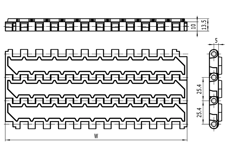 Haasbelts Conveyor Supergrip M2520 Series Plastic Modular Belt