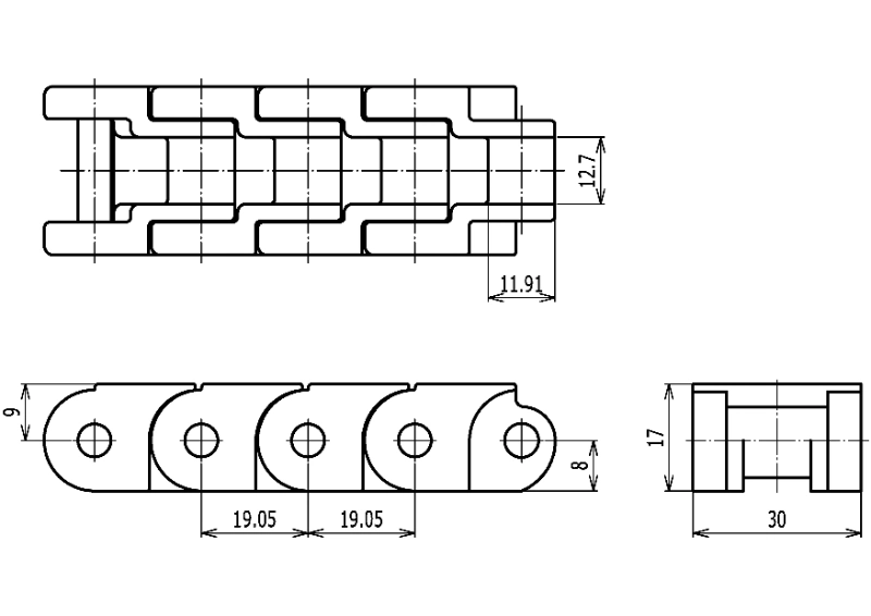 Haasbelts Bottle Transfer Conveyor Chain, Miniature Chain 60p