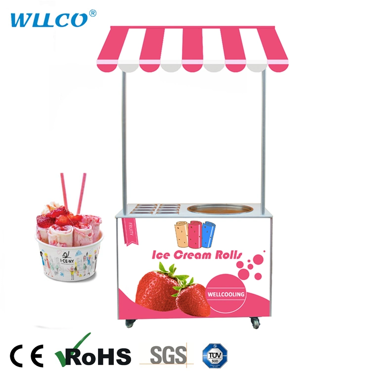 Instant Hard Soft Thai Frying Ice Cream Roll Machine Cart with Marble Surface