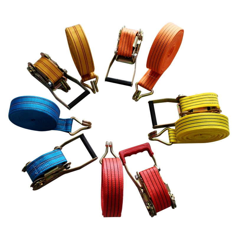 Manufacturer PP Width 50mm Red Ratchet Buckle Tie Down Cargo Lashing Belts