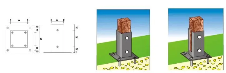 100mm*100mm Heavy Duty Bolt Down Post Base Foot Support