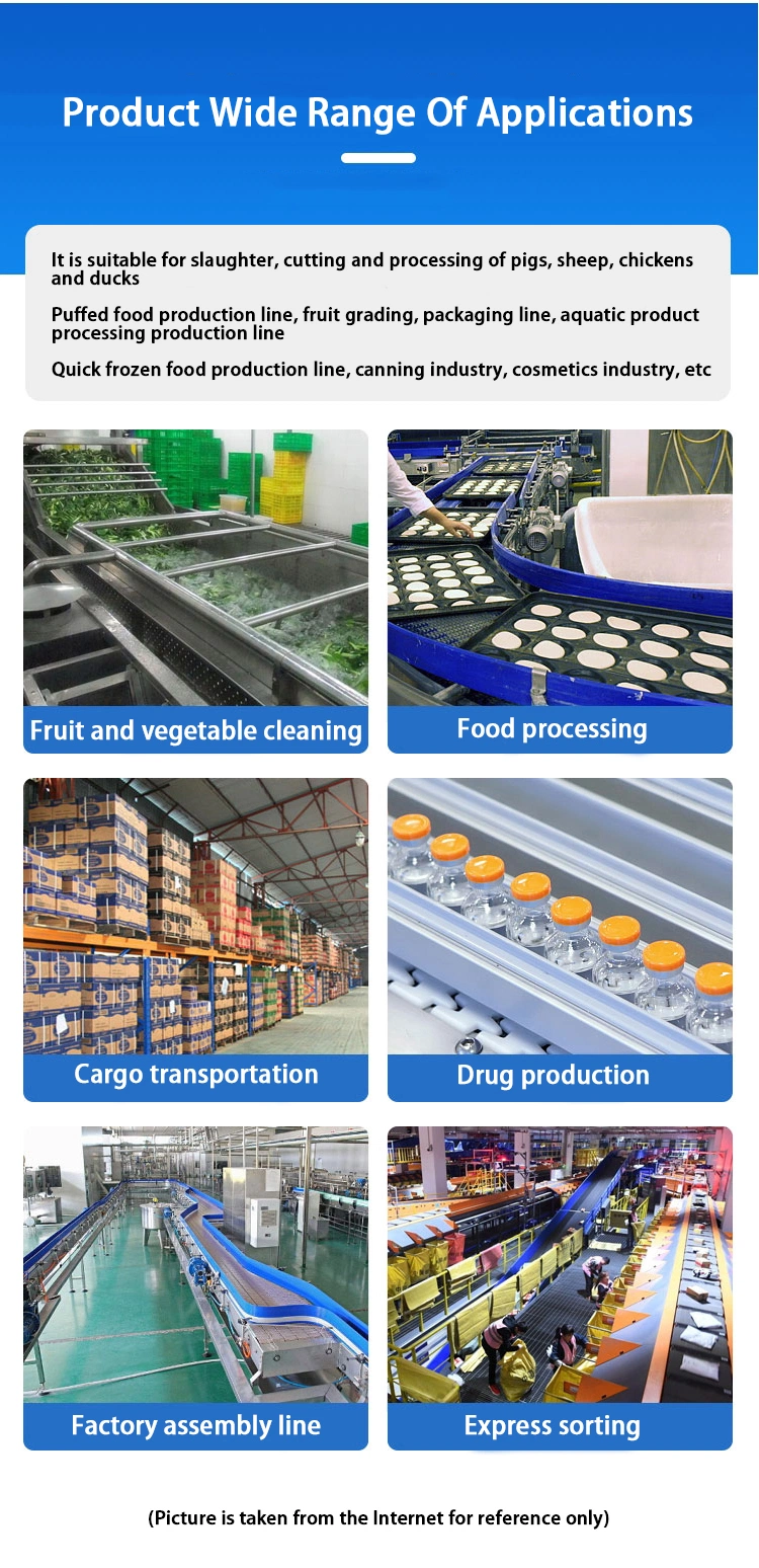 Meat Poultry Seafood Fruit Transport Conveyor Belt Food Standard Belt with Rubber on The Top Friction Modular Belt