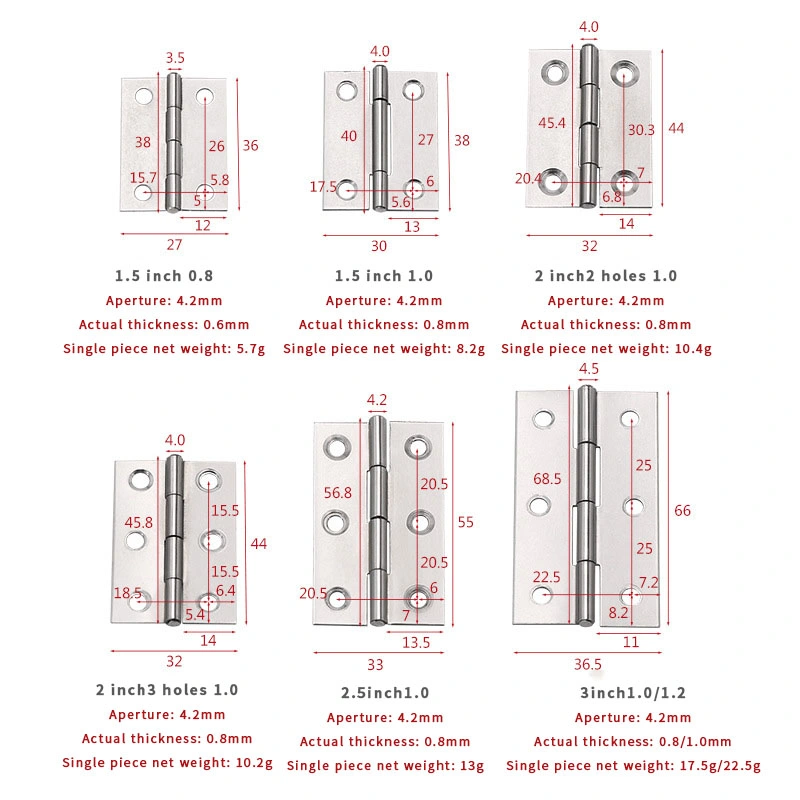 1.5/2/2.5/3/4 Inches Small Wooden Box Pivot Casement Door Stainless Steel Flat Hinge for Heavy Duty Hardware