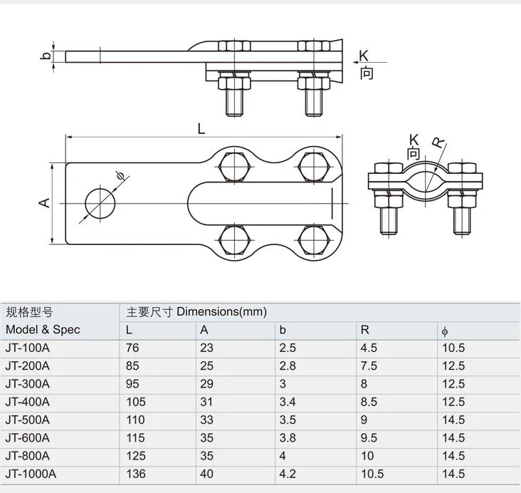 Phoenix Jt-1000A Copper Clamp / Bolt Type Connecting Clamp for Cable Connecting